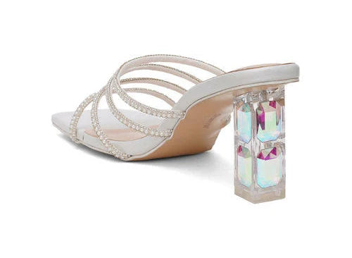 Womens White Color Heel Sandals
