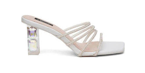 Womens White Color Heel Sandals