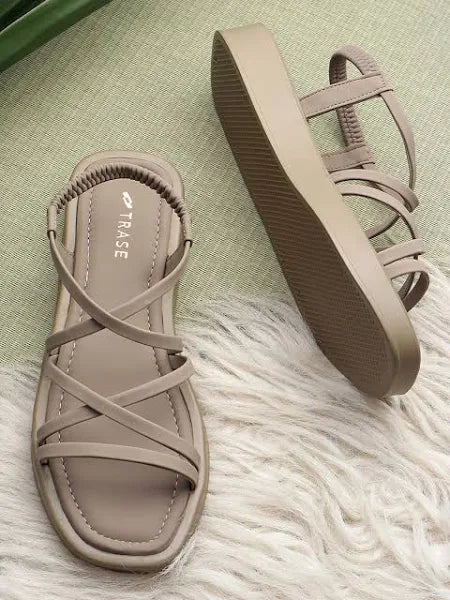 TRASE Strappy Open Toe Bows Flats