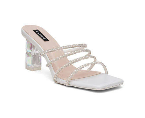 Womens White Color Heel Sandals